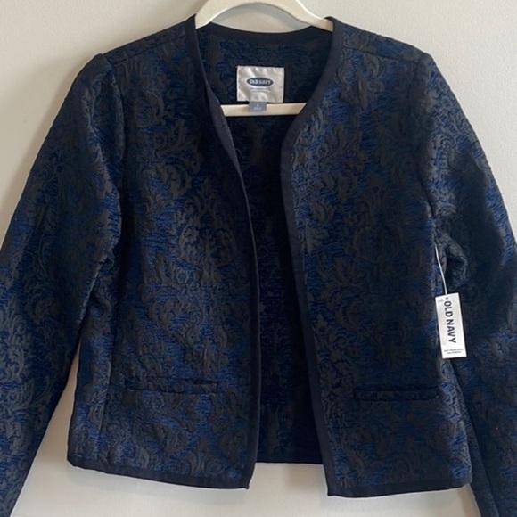 Old Navy Open Front Jacquard Print Navy Black Blazer NWT
Sz Small - Picture 5 of 9